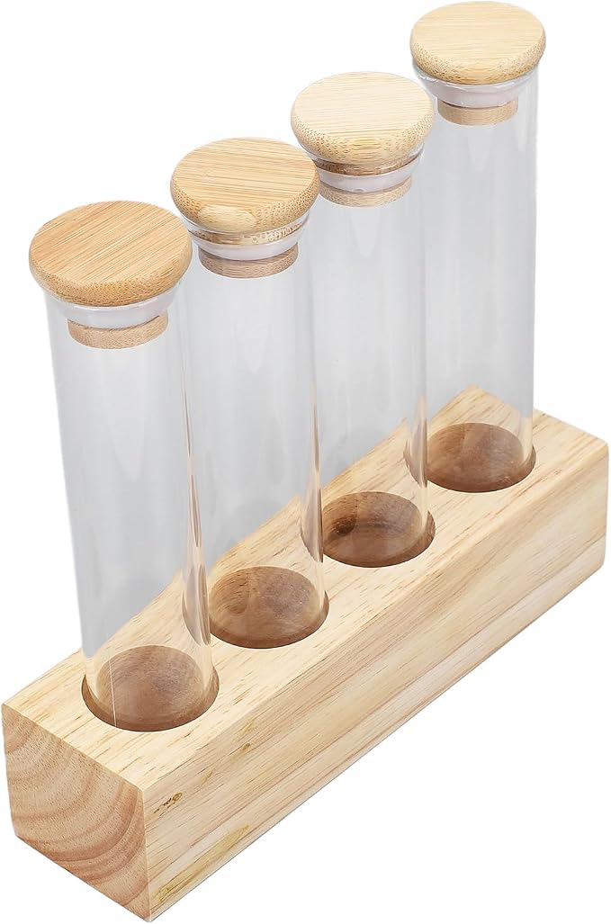 Fdit Single Dose Coffee Bean Storage, Airtight Tubes, Wooden Stand, 12 Pack - Image 7