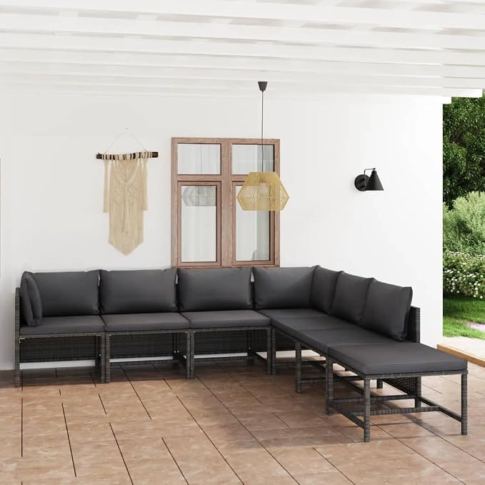 7 Piece Garden Lounge Set, Sectional Sofa Seating - Image 2