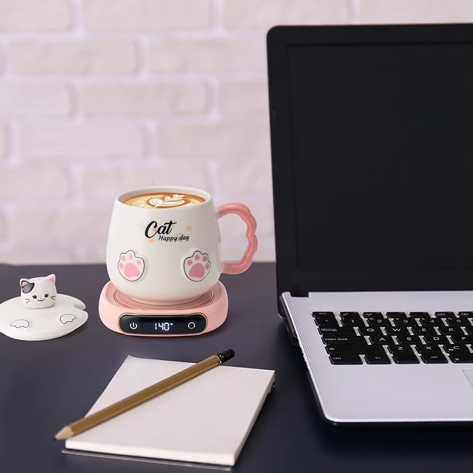 Bgbg Coffee Mug Warmer & Cute Cat Mug Set, Beverage Cup Warmer - Image 5