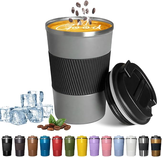 YINBAOGE Insulated Travel Coffee Mug, Spill & Leak Proof, Portable To Go by YINBAOGE
