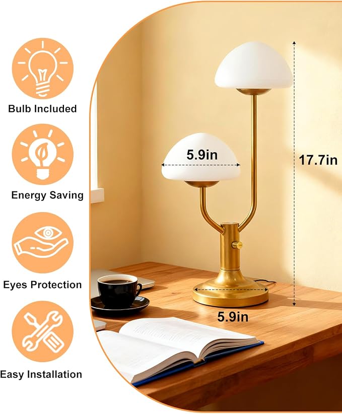Lightdot Mushroom Table Lamp for Bedroom, Desk Bedside Small Lamps for Living - Image 5