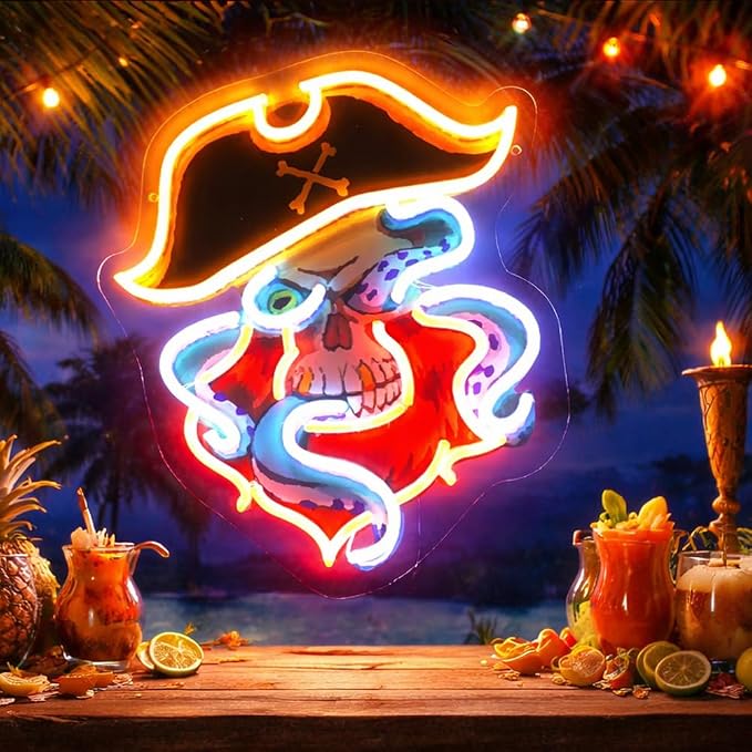 Pirate Octopus Neon Sign with Printed Backboard, LED Neon Wall Light - Image 5
