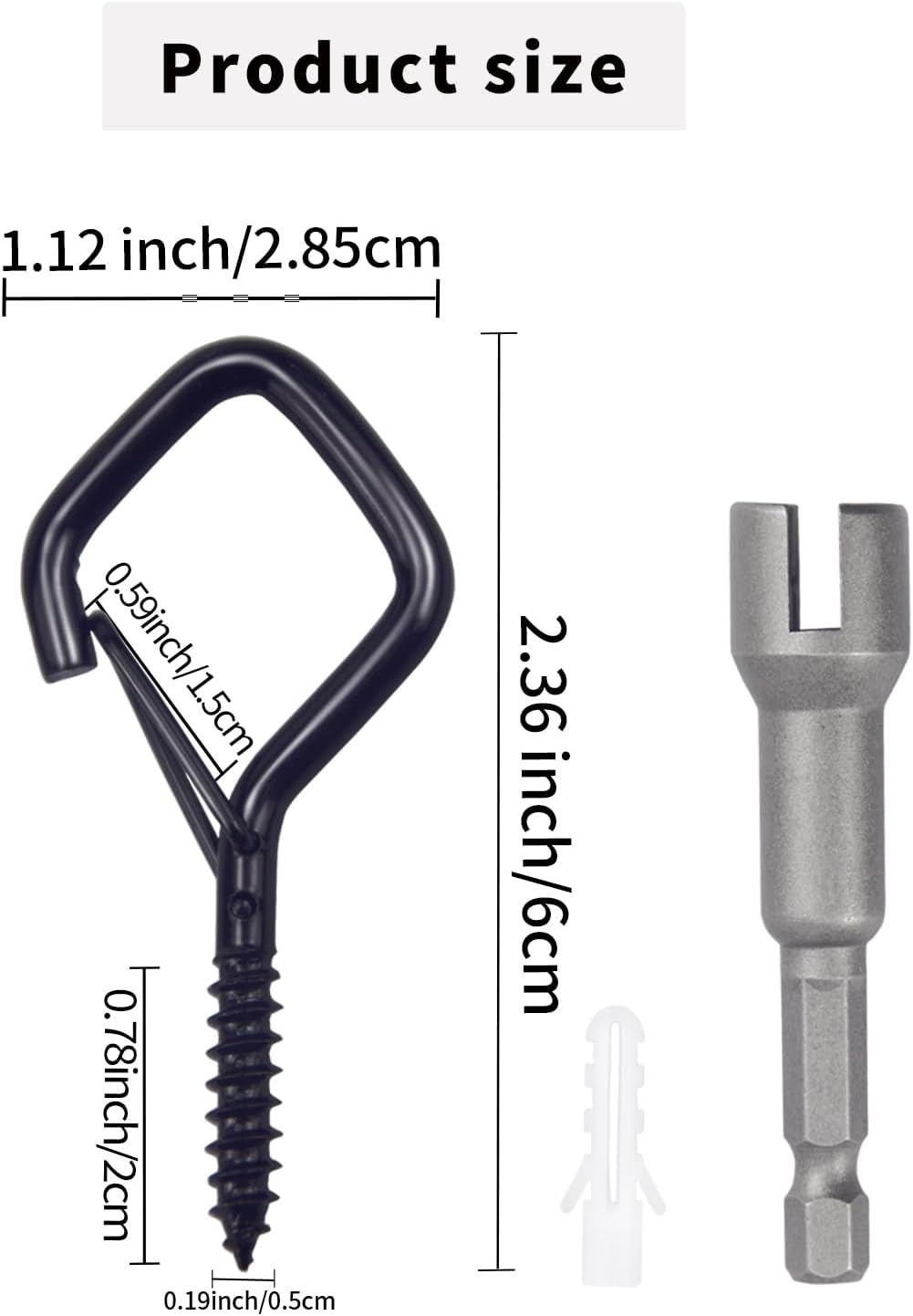 50 PCS Black Eye Screw Hooks for Hanging Heavy Duty with Safety Buckle.Metal Ceiling Hooks for Hanging Plants Cup Wind Chime Bird Feeders Patio Lights at Indoor&Outdoor
