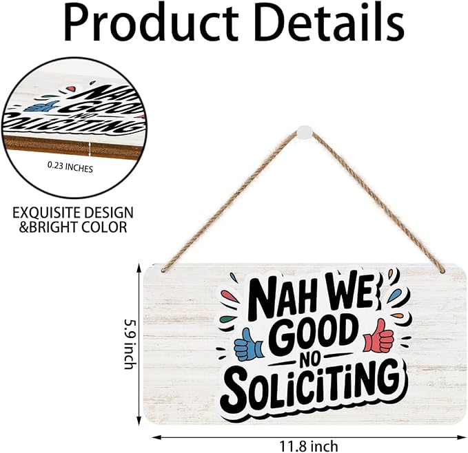Funny Wooden Wall Sign Decor, Nah We Good No Soliciting Wall Signs Plaques - Image 5