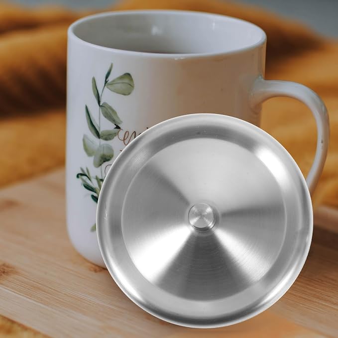 Luxshiny Stainless Steel Mug Lid Set 3.34 Inch Reusable Leak Proof Round Cup - Image 9