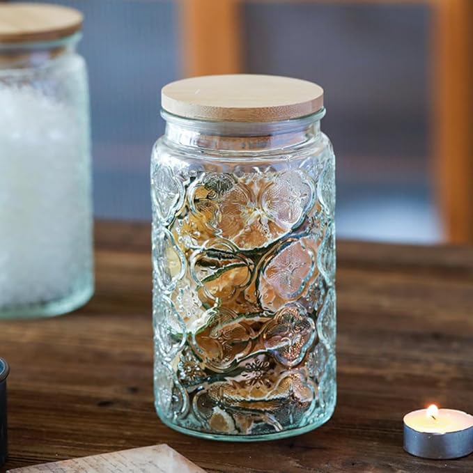 ANSQU Vintage Glass Storage Jar, 34 FL OZ Glass Food Storage Containers - Image 3