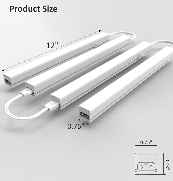 Leetdud Under Cabinet Lighting Plug in, 12 Inch 4 Pcs, Linkable AC120V 3CCT - Image 8