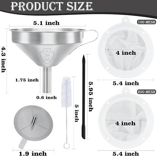 Kitchen Funnel for Filling Bottles, 5 Inch 304 Stainless Steel Funnel - Image 2