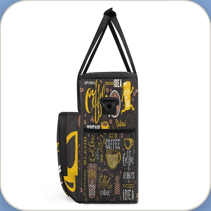 Yellow Coffee Break Cafe Maker Carring Bag Travel Carrying Storage Tote - Image 4