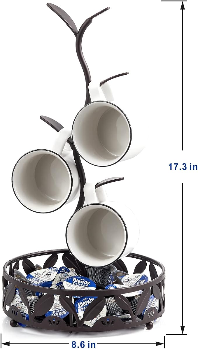 Mug Holder, Countertop Mug Tree, Coffee Mugs & Tea Cup Storage Rack, Coffee - Image 7