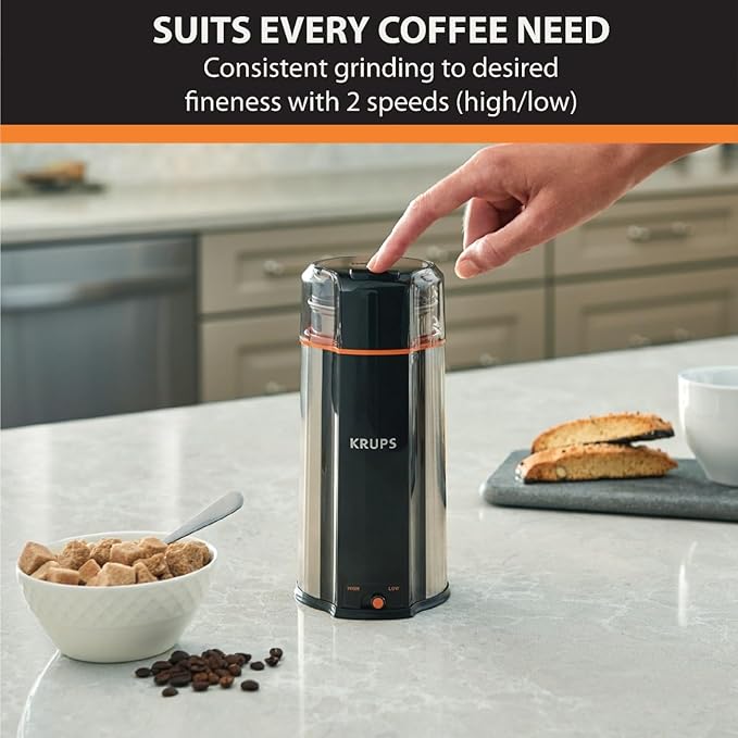 KRUPS: 3oz Coffee Grinder, Ultimate Silent Vortex Plastic and Stainless Steel - Image 2