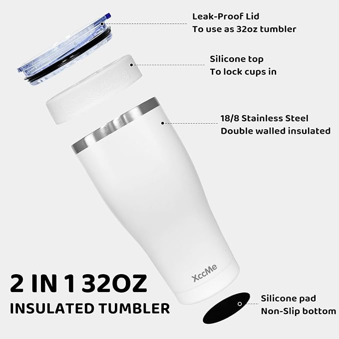 Universal Iced Coffee Sleeve, 32oz Double Wall Stainless Steel Insulator Fits - Image 3
