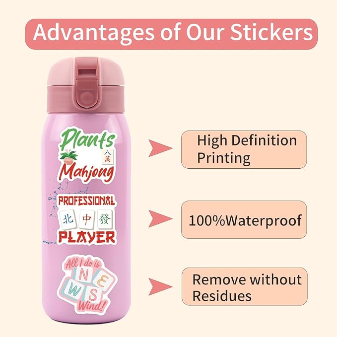 55PCS MahjongStickers, Funny Tile Game Vinyl Decals, Waterproof Stickers - Image 5
