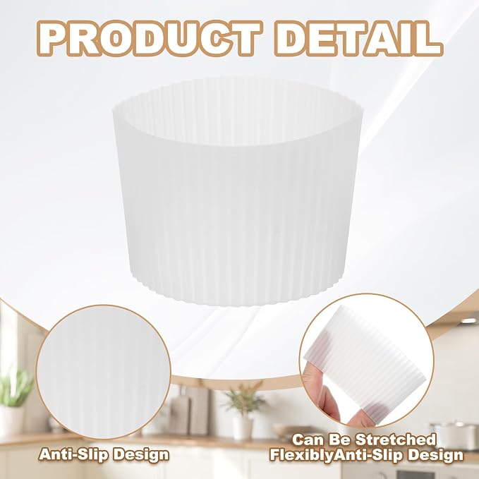 uxcell 6Pack Coffee Cup Sleeves, Reusable Silicone Heat Resistant Cup - Image 3