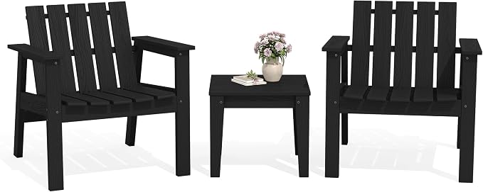 SERWALL Adirondack Chair Set, Includes Adirondack Chairs Set of 2 and 1 Piece by SERWALL