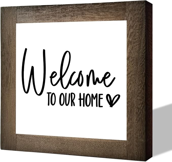 C2 Freestanding Welcome Sign for Home Entryway, Farmhouse Decor for Front Door by MLTEye