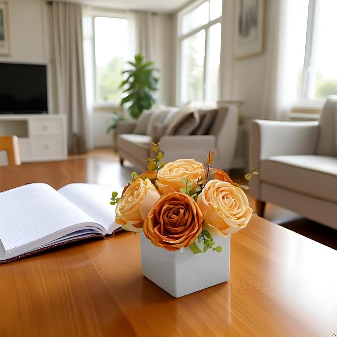 Fall Artificial Orange Silk Fake Rose - Image 4