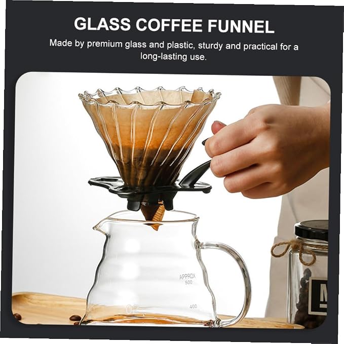 Alipis 1set Reusable High Borosilicate Glass Coffee Funnel Handle Manual Coffee - Image 7
