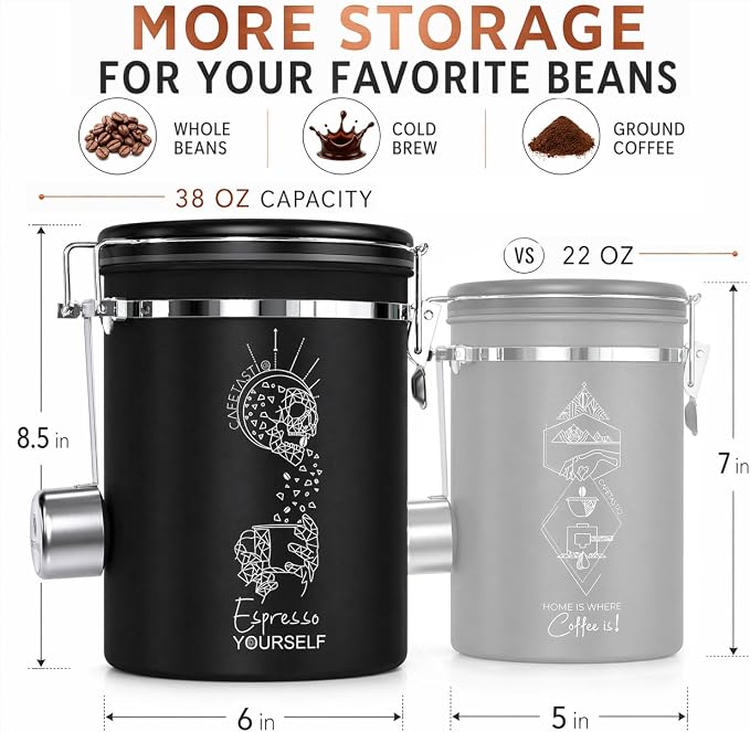 Large Coffee Canister – Airtight Stainless Steel Storage Container - Image 3