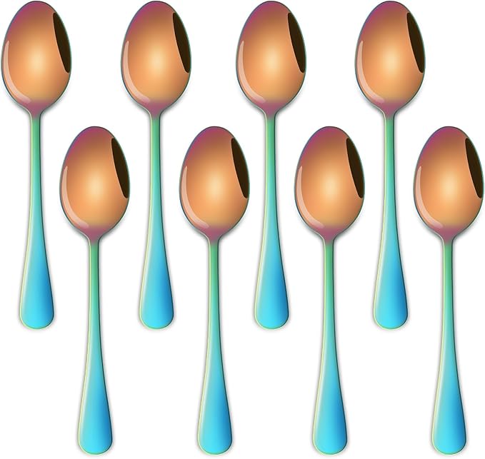 DEHOV 4.7 Inch Coffee Spoon, Rainbow Tea Spoons, Cute Multicolored Mini Spoons by DEHOVKitchen