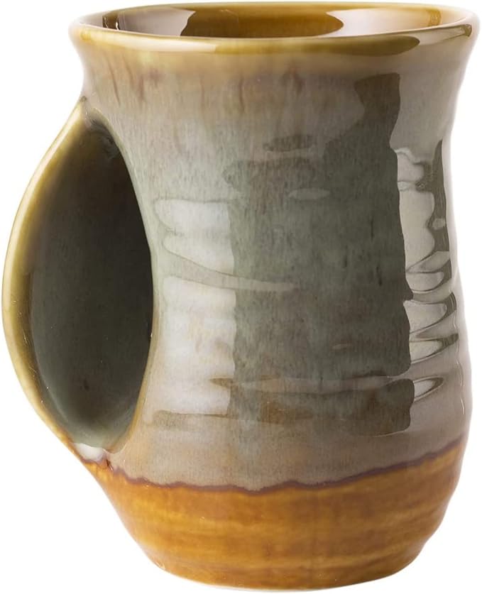 Hand Warmer Mug, Handmade Pottery Ceramic and Hand Painted by Gute