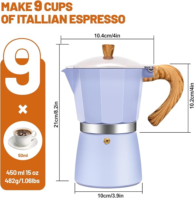 9 Cup Aluminum Espresso Stovetop Moka Pot Express Coffee Maker Percolator - Image 2