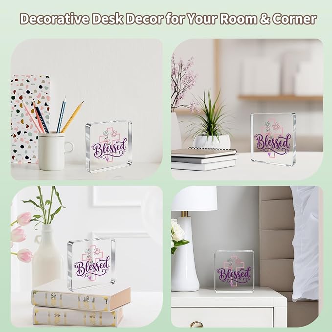 Christian Gifts for Women Desk Decor, Inspirational Religious Decor Acrylic Sign - Image 5