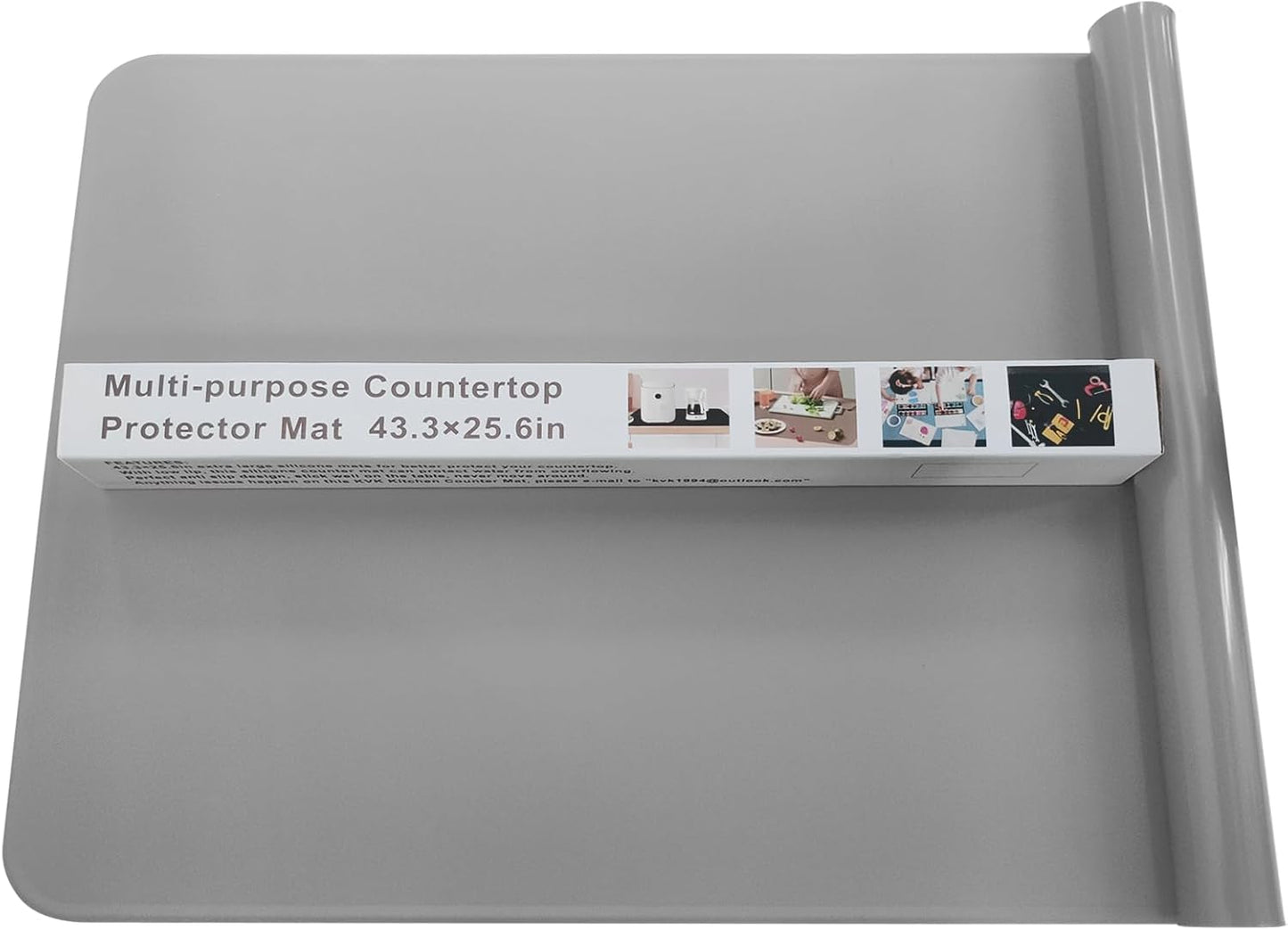 KVK Silicone Mat Silicone Mats for Kitchen Counter Silicone Craft Sheet Large Silicone Pad Desk Work Mat Countertop Protector Table Placemat Resin Casting Molds Mat Nonstick Nonskid 43.3×25.6in Grey