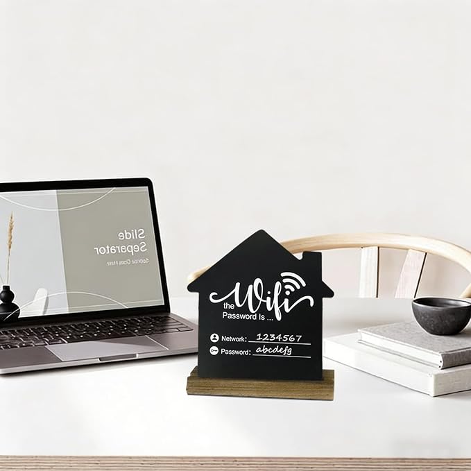 WiFi Password Sign Wooden WiFi Sign Wireless Network Sign Table Chalkboard - Image 7