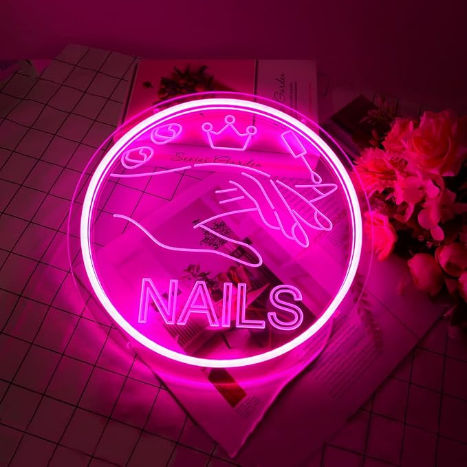 Britrio Nails Neon Sign Light Pink Nails Spa Beauty Salon Studio LED Wall Art - Image 6