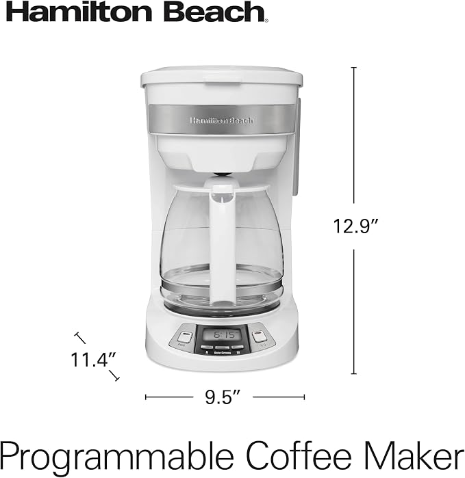 Hamilton Beach 12 Cup Programmable Drip Coffee Maker Machine, Regular & Bold - Image 9