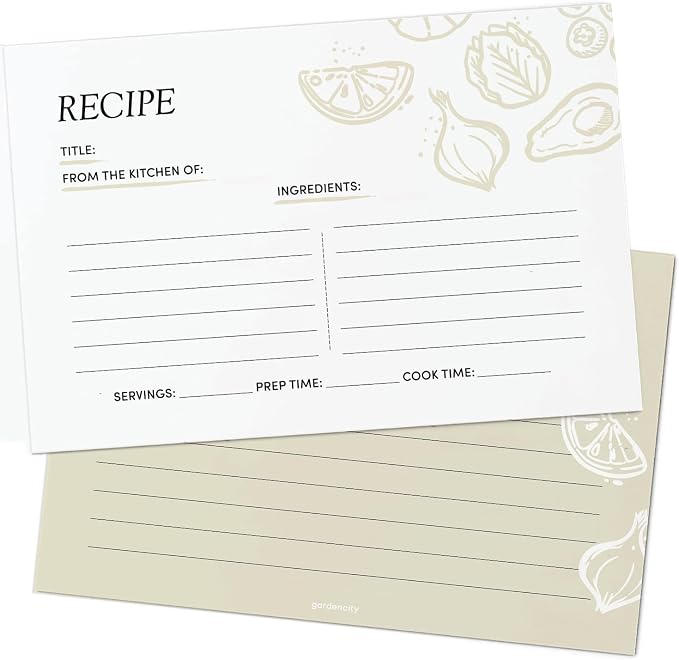 Recipe Cards, 4x6 Premium Recipe Cards by GardenCity