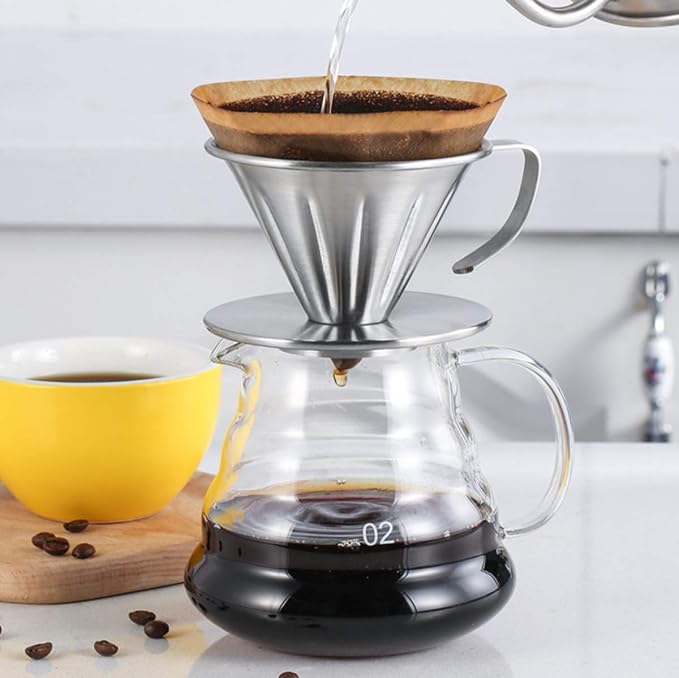 MERMOO YILAN Pour Over Coffee Dripper Durable Metal Filter Holder Large Hole - Image 7