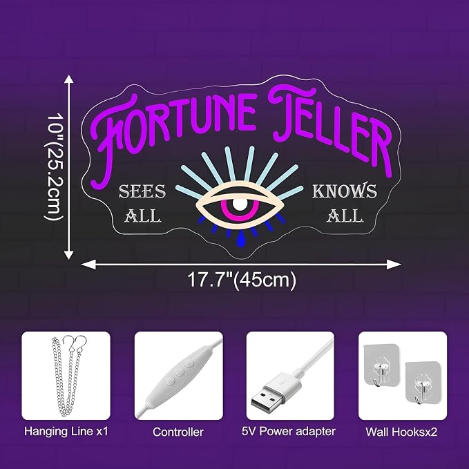 Fortune Teller Neon Sign, All-Seeing Eye LED Wall Light - Image 3
