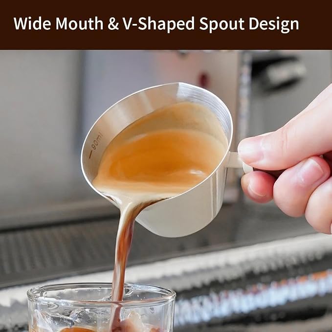 watchget Stainless Steel Espresso Cups, Double Spout & Dual Scale Measuring Cup - Image 3