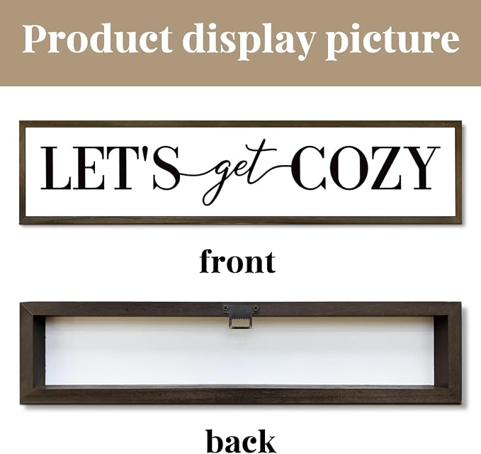Let's Get Cozy Sign, Framed Wood Sign - Image 3