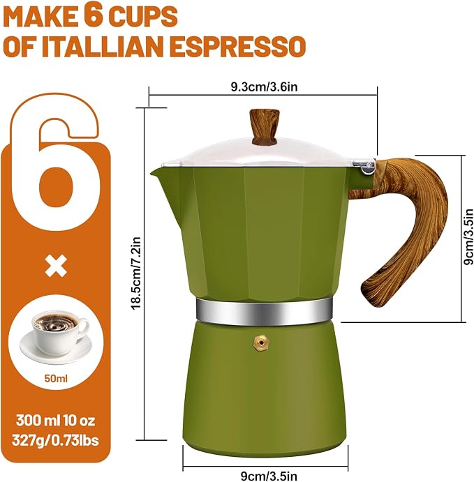 6 Cup Aluminum Espresso Stovetop Moka Pot Express Coffee Maker Percolator - Image 2