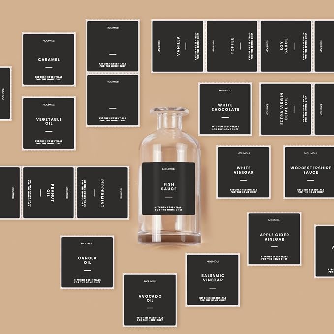 MoliMoli Black Minimalist Pantry & Kitchen Organization Labels Set by MoliMoli