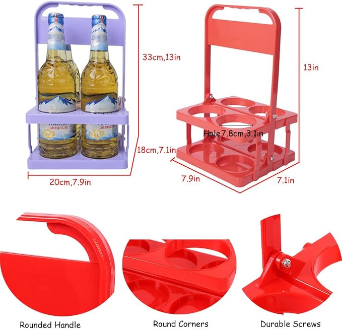 Portable Plastic Drink Carrier, Reusable Beer Bottle Coffee Cup Holder - Image 2