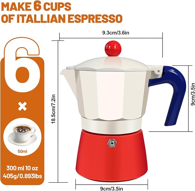 6 Cup Aluminum Espresso Stovetop Moka Pot Express Coffee Maker Percolator - Image 2