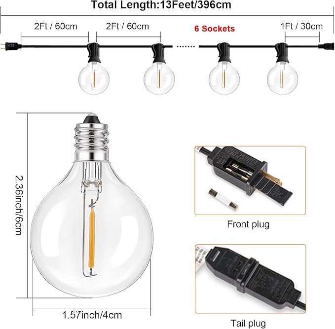 Outdoor String Lights, 13FT - Image 2