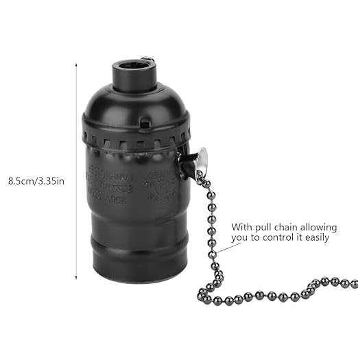 Maxmartt Antique Pull Chain Lamp Socket E27 Lamp Holder Aluminum Vintage Light - Image 4