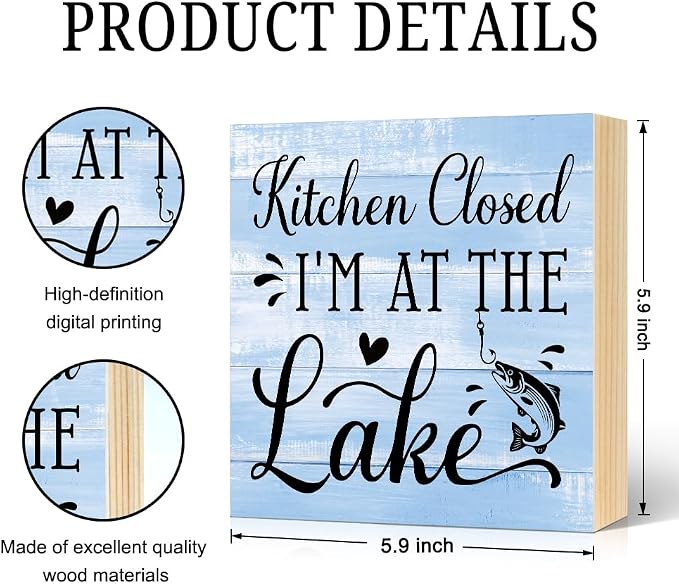 Kitchen Closed I'm At The Beach Box Sign Rustic Wood Block Plaque Box Sign - Image 2