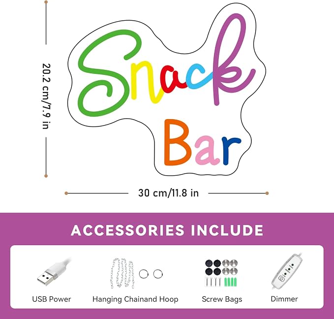 Snack Bar Neon Sign Snack Sign for Art Wall Decor LED Neon LIght for Candy Cake - Image 6