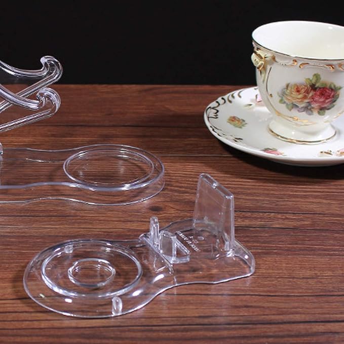 8 Packs Acrylic Display Stands Tea Cup Saucer European Coffee Shelf Display - Image 5