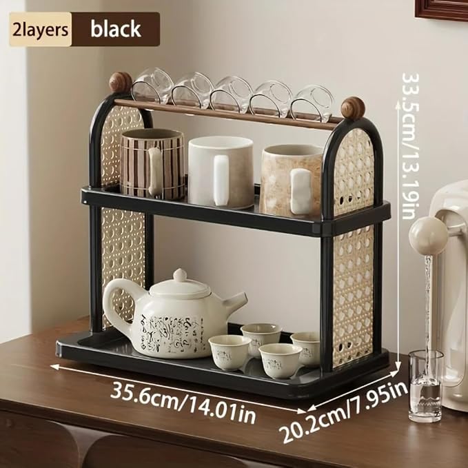 Matcha Station 2-Tier Organizer Storage Shelf, Mug Holder, Tabletop Display Rack - Image 6