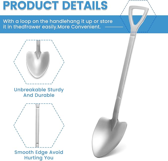 10 Pack Shovel Shape Demitasse Espresso Mini Coffee Spoons, 4.7 Inches - Image 3