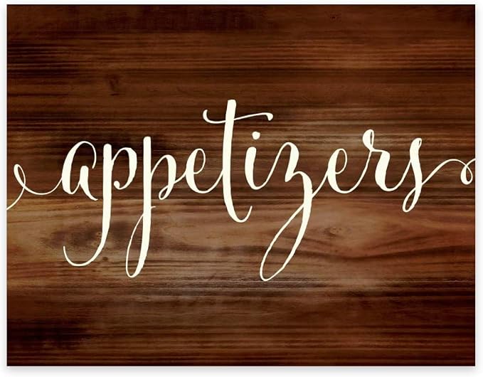 Andaz Press Wedding Party Signs, Rustic Wood Print, 8.5x11-inch, Appetizers by AndazPress