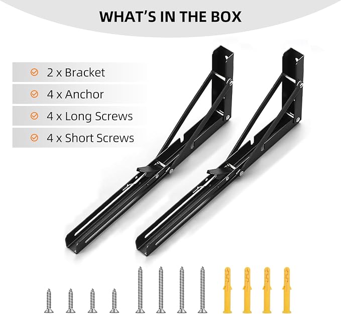 Folding Shelf Brackets 16 inch Foldable Shelf Bracket Heavy Duty Collapsible - Image 6