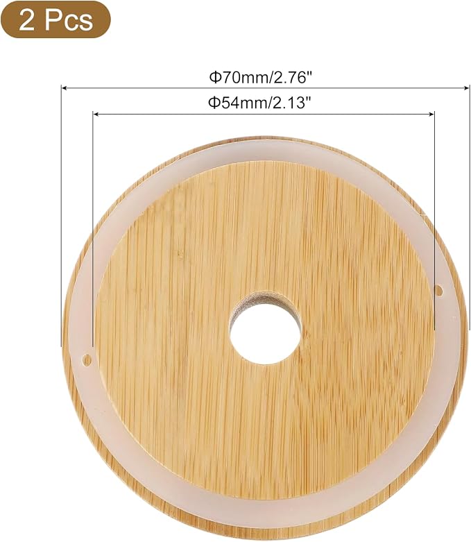 uxcell 2Pcs Bamboo Cup Lid 2.76 Inch, Cup Cover Coffee Mug Cover - Image 2